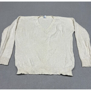 Greek Knitwear Sweater Mens XL White Cotton Classic Nautical Vneck Preppy